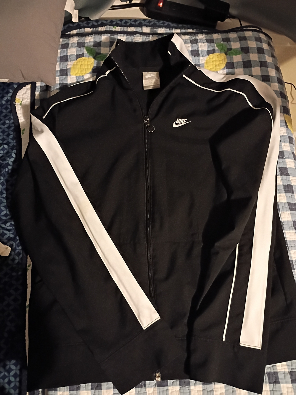Nike Women's  Black Track Jacket with White Sleeve Stripes